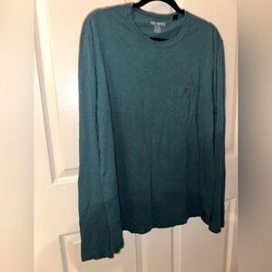 Todd Snyder Men's Teal blue Long Sleeve front pocket Shirt L casual